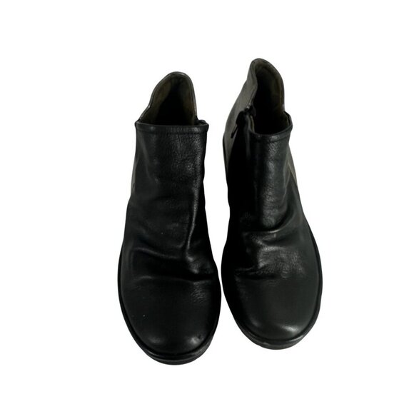 Fly London Womens Black & Metallic Leather Ankle Boots 37W With Side Zipper - Picture 2 of 8